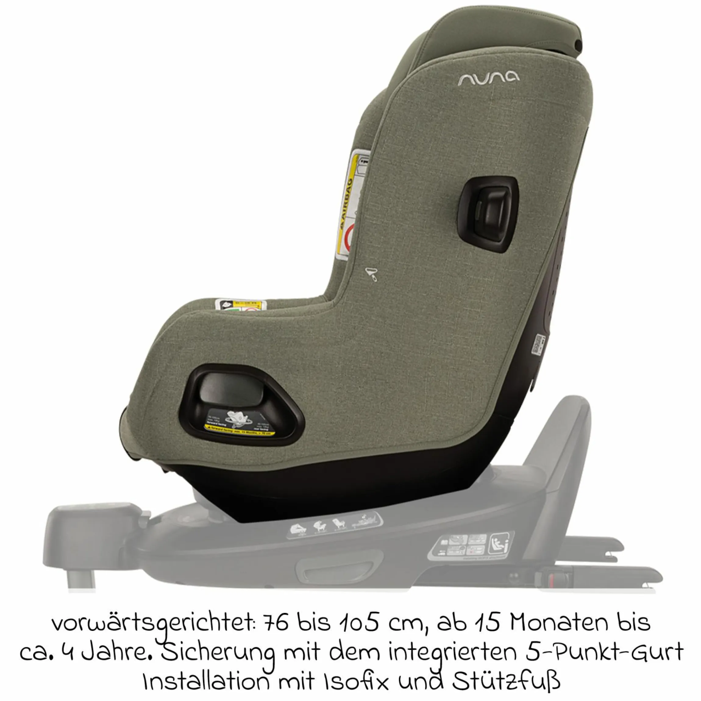 Reboarder-Kindersitz TODL next i-Size 360° inkl. Base Curve drehbar ab Geburt bis 4 Jahre (40 cm - 105 cm) mit Sitzverkleinerer, Polsterschutz & Spieltier - Pine