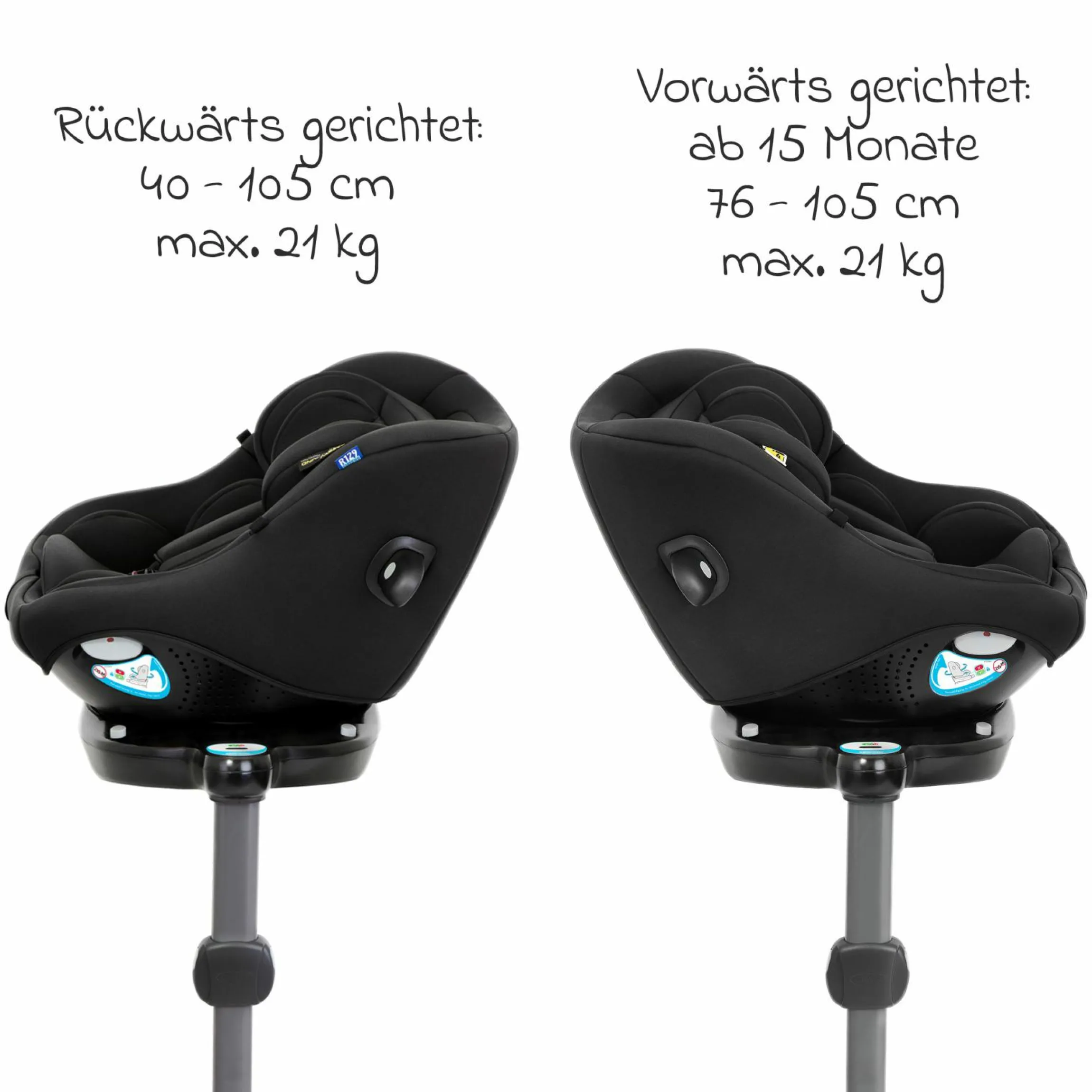 Reboarder-Kindersitz Turn2Me DLX i-Size ab Geburt - 4 Jahre (40 cm - 105 cm) inkl. Isofix-Basis - Midnight - Kollektion 2025