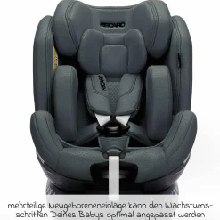 Reboard-Kindersitz Xenon 1 drehbar ab Geburt - 7 Jahre (40 cm - 125 cm) mit Sitzverkleinerer inkl. Isofix-Basis mit Stützfuß - Gallant Grey