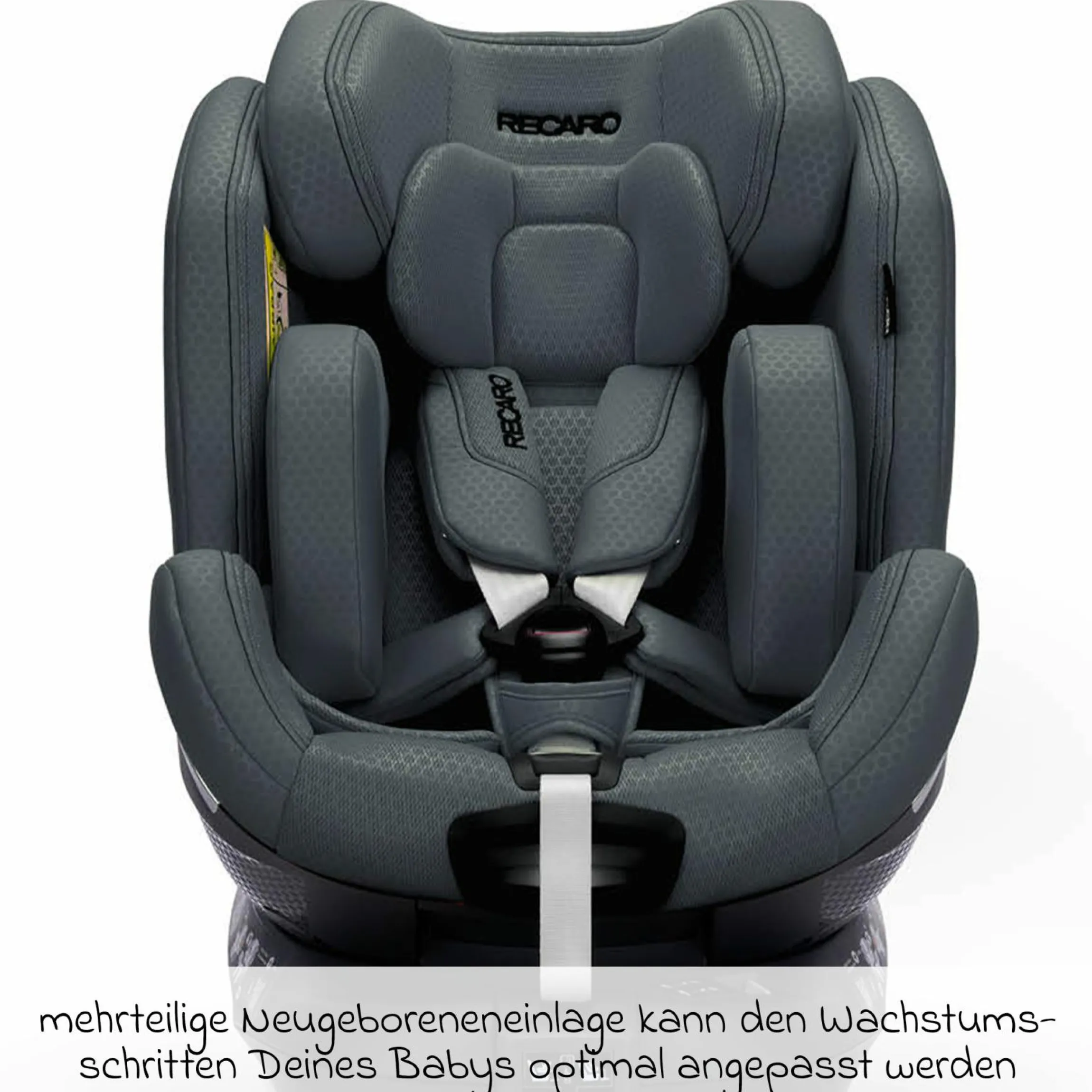 Reboard-Kindersitz Xenon 1 drehbar ab Geburt - 7 Jahre (40 cm - 125 cm) mit Sitzverkleinerer inkl. Isofix-Basis mit Stützfuß - Gallant Grey