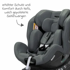 Reboard-Kindersitz Xenon 1 drehbar ab Geburt - 7 Jahre (40 cm - 125 cm) mit Sitzverkleinerer inkl. Isofix-Basis mit Stützfuß - Gallant Grey