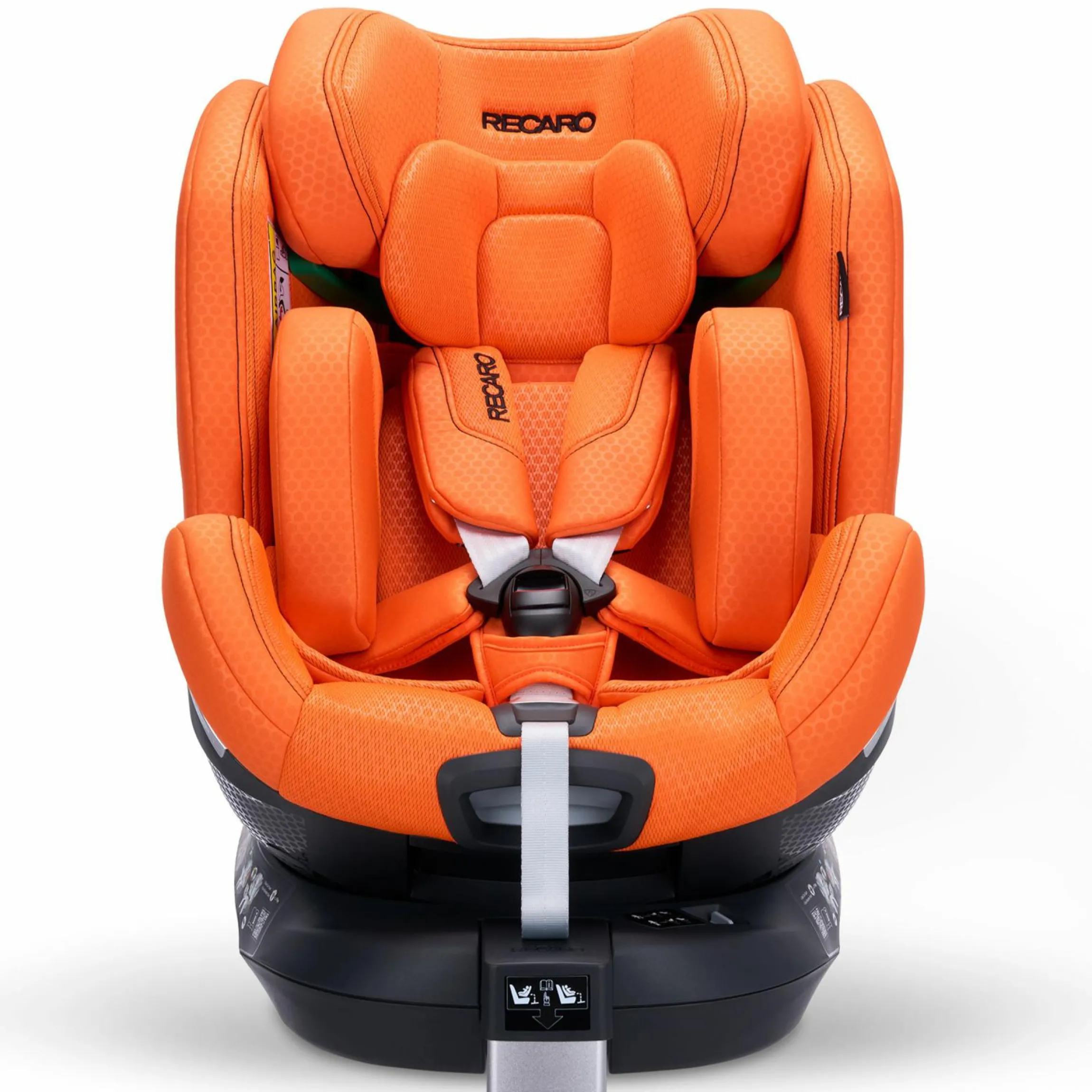 Reboard-Kindersitz Xenon 1 drehbar ab Geburt - 7 Jahre (40 cm - 125 cm) mit Sitzverkleinerer inkl. Isofix-Basis mit Stützfuß - Vibrant Orange