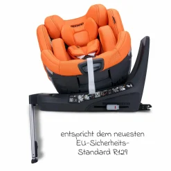 Reboard-Kindersitz Xenon 1 drehbar ab Geburt - 7 Jahre (40 cm - 125 cm) mit Sitzverkleinerer inkl. Isofix-Basis mit Stützfuß - Vibrant Orange