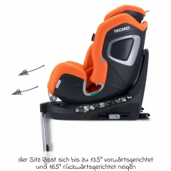Reboard-Kindersitz Xenon 1 drehbar ab Geburt - 7 Jahre (40 cm - 125 cm) mit Sitzverkleinerer inkl. Isofix-Basis mit Stützfuß - Vibrant Orange