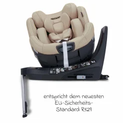 Reboard-Kindersitz Xenon 1 drehbar ab Geburt - 7 Jahre (40 cm - 125 cm) mit Sitzverkleinerer inkl. Isofix-Basis mit Stützfuß - Elegant Beige