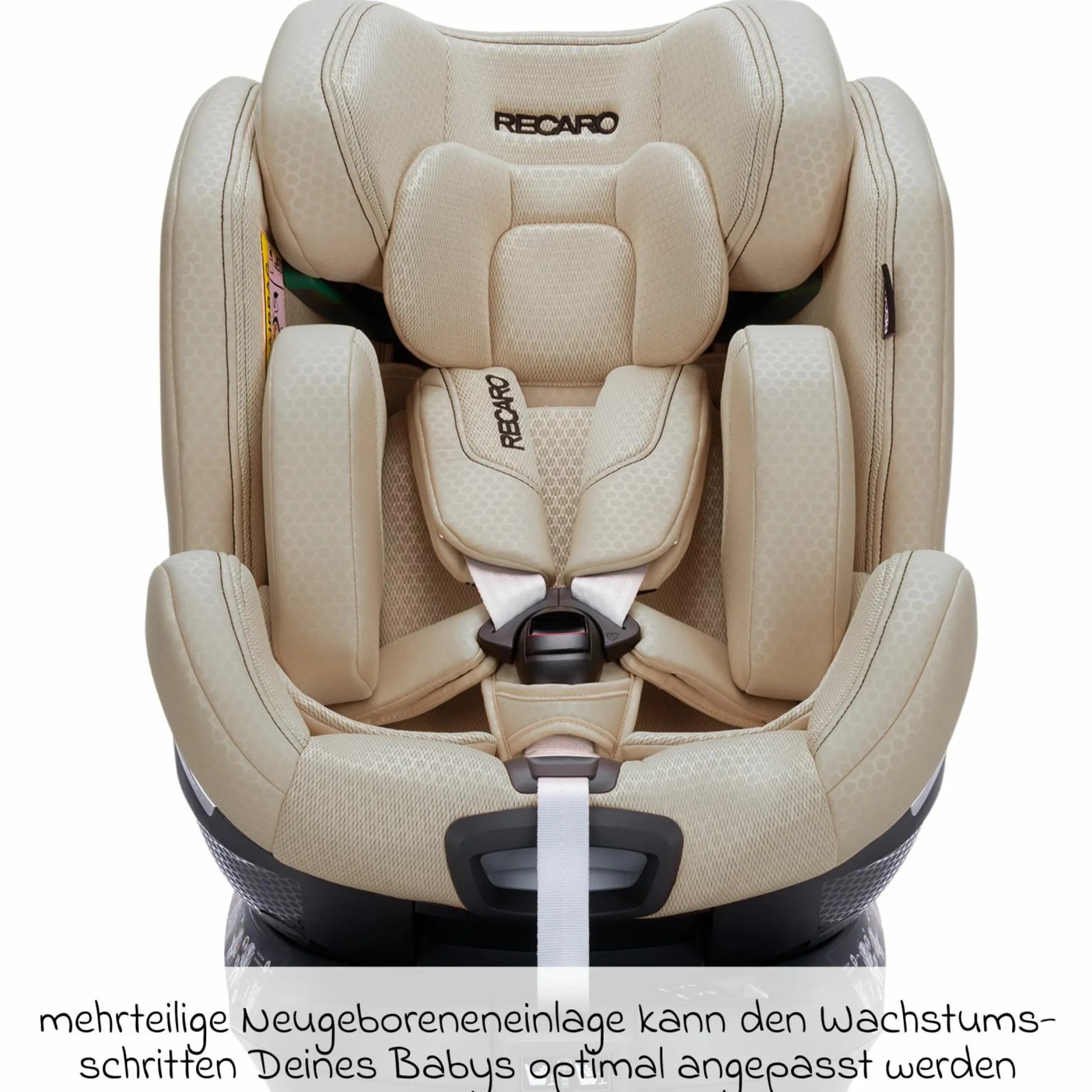 Reboard-Kindersitz Xenon 1 drehbar ab Geburt - 7 Jahre (40 cm - 125 cm) mit Sitzverkleinerer inkl. Isofix-Basis mit Stützfuß - Elegant Beige
