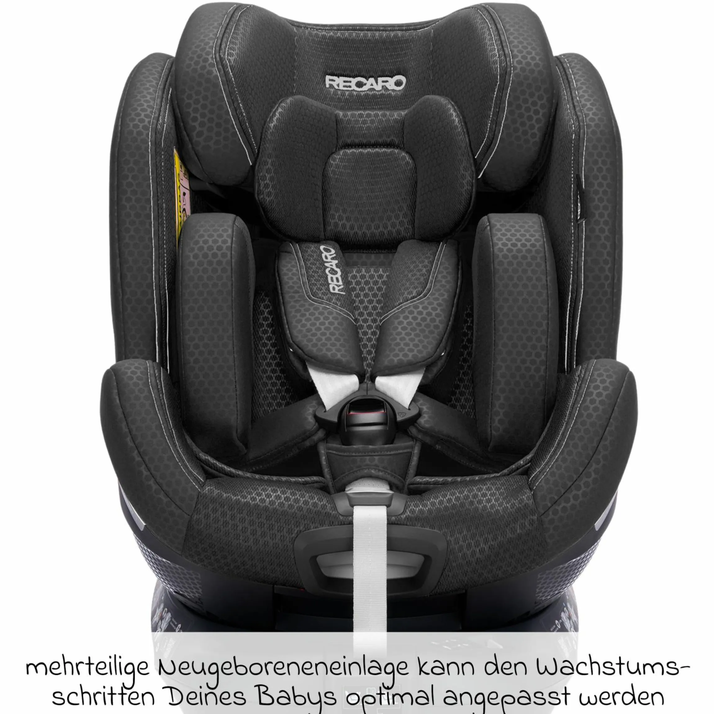 Reboard-Kindersitz Xenon 1 drehbar ab Geburt - 7 Jahre (40 cm - 125 cm) mit Sitzverkleinerer inkl. Isofix-Basis mit Stützfuß - Fresh Black