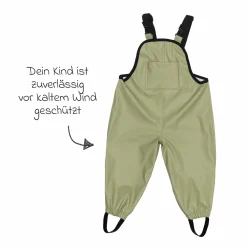 Regenhose windicht, wasserabweisend, atmungsaktiv mit versiegelten Nähten und elastichen Beinabschlüsse - Salbei - Gr. 98/104
