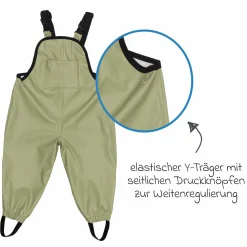 Regenhose windicht, wasserabweisend, atmungsaktiv mit versiegelten Nähten und elastichen Beinabschlüsse - Salbei - Gr. 98/104
