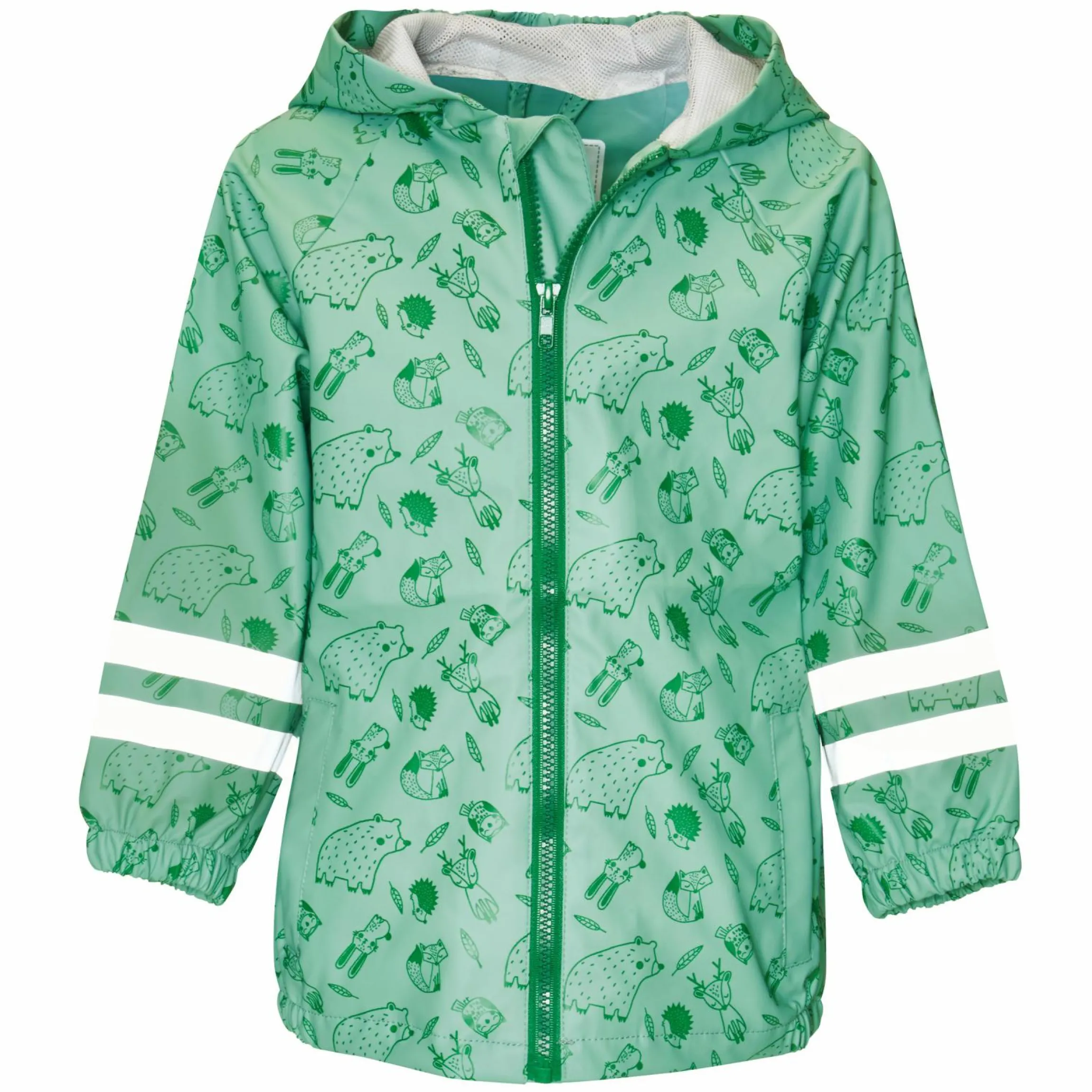 Regen-Jacke mit Reflektoren - Waldtiere - Grün - Gr. 92