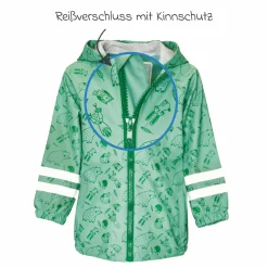 Regen-Jacke mit Reflektoren - Waldtiere - Grün - Gr. 92