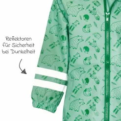Regen-Jacke mit Reflektoren - Waldtiere - Grün - Gr. 92