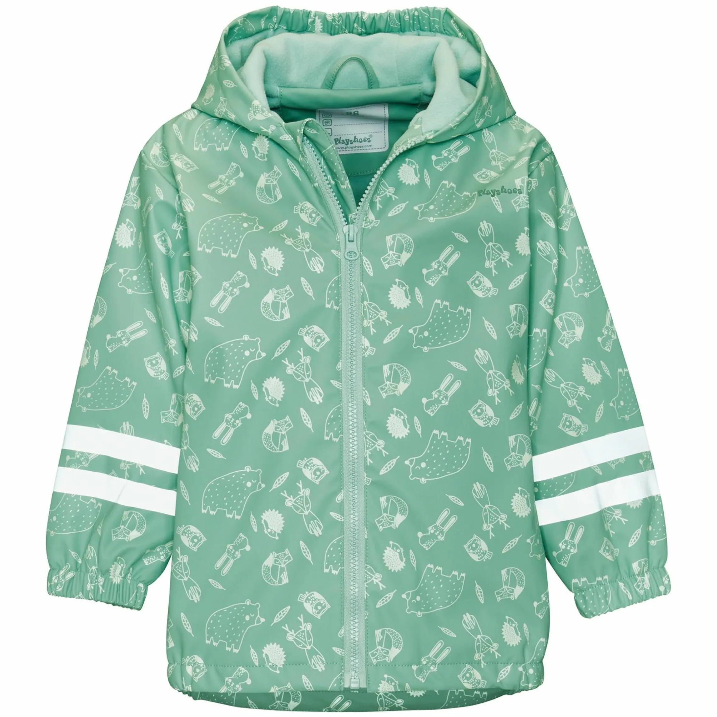 Regen-Jacke mit Reflektoren & Fleecefutter - Waldtiere - Grün - Gr. 80
