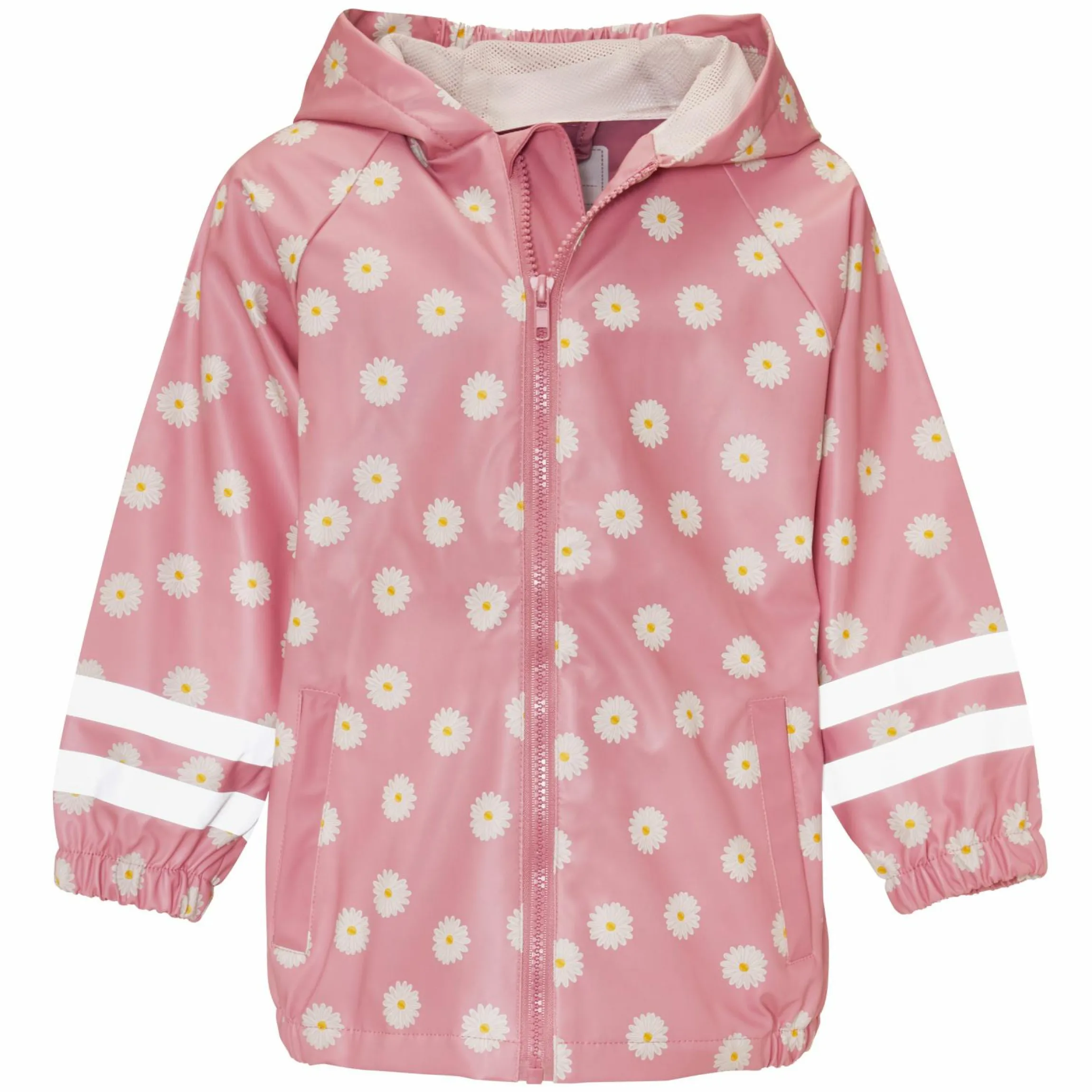 Regen-Jacke mit Reflektoren - Margeriten - Rosa - Gr. 92