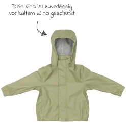 Regenjacke windicht, wasserabweisend, atmungsaktiv mit Kapuze und versiegelten Nähten - Salbei - Gr. 98/104