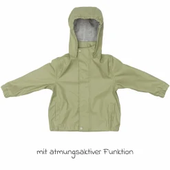 Regenjacke windicht, wasserabweisend, atmungsaktiv mit Kapuze und versiegelten Nähten - Salbei - Gr. 98/104
