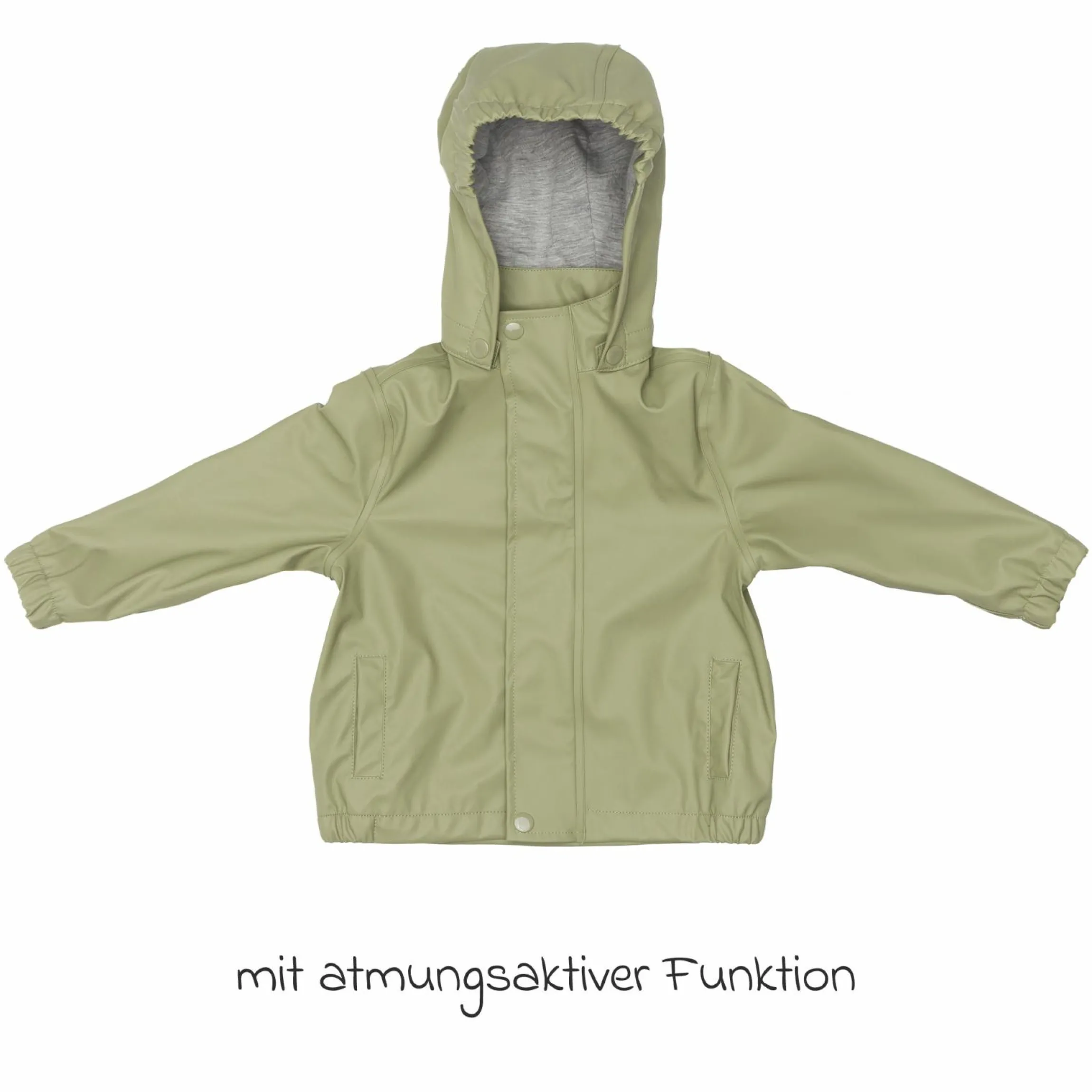 Regenjacke windicht, wasserabweisend, atmungsaktiv mit Kapuze und versiegelten Nähten - Salbei - Gr. 98/104