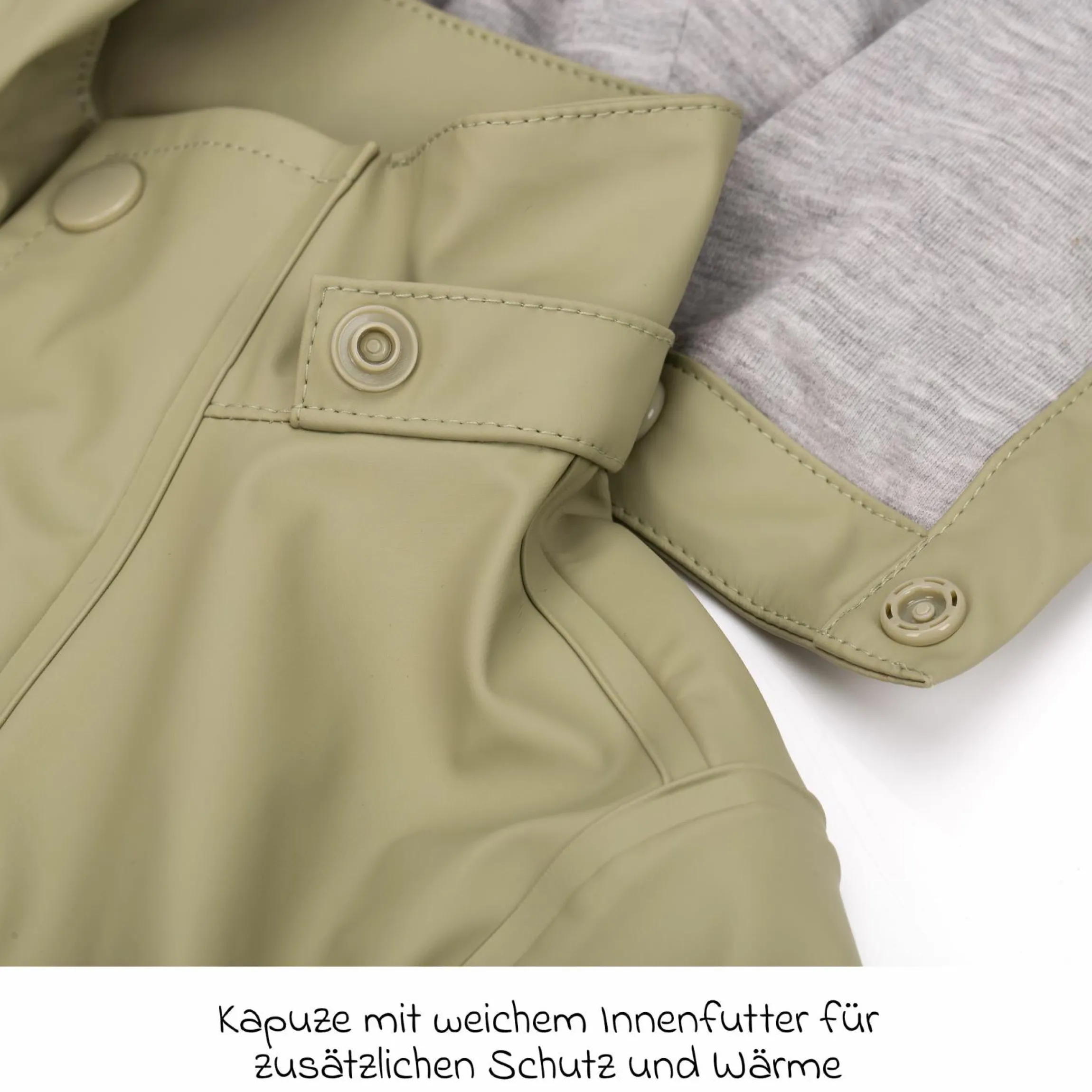 Regenjacke windicht, wasserabweisend, atmungsaktiv mit Kapuze und versiegelten Nähten - Salbei - Gr. 98/104
