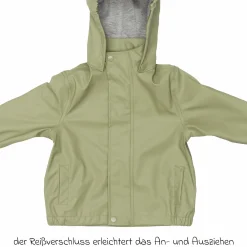 Regenjacke windicht, wasserabweisend, atmungsaktiv mit Kapuze und versiegelten Nähten - Salbei - Gr. 98/104
