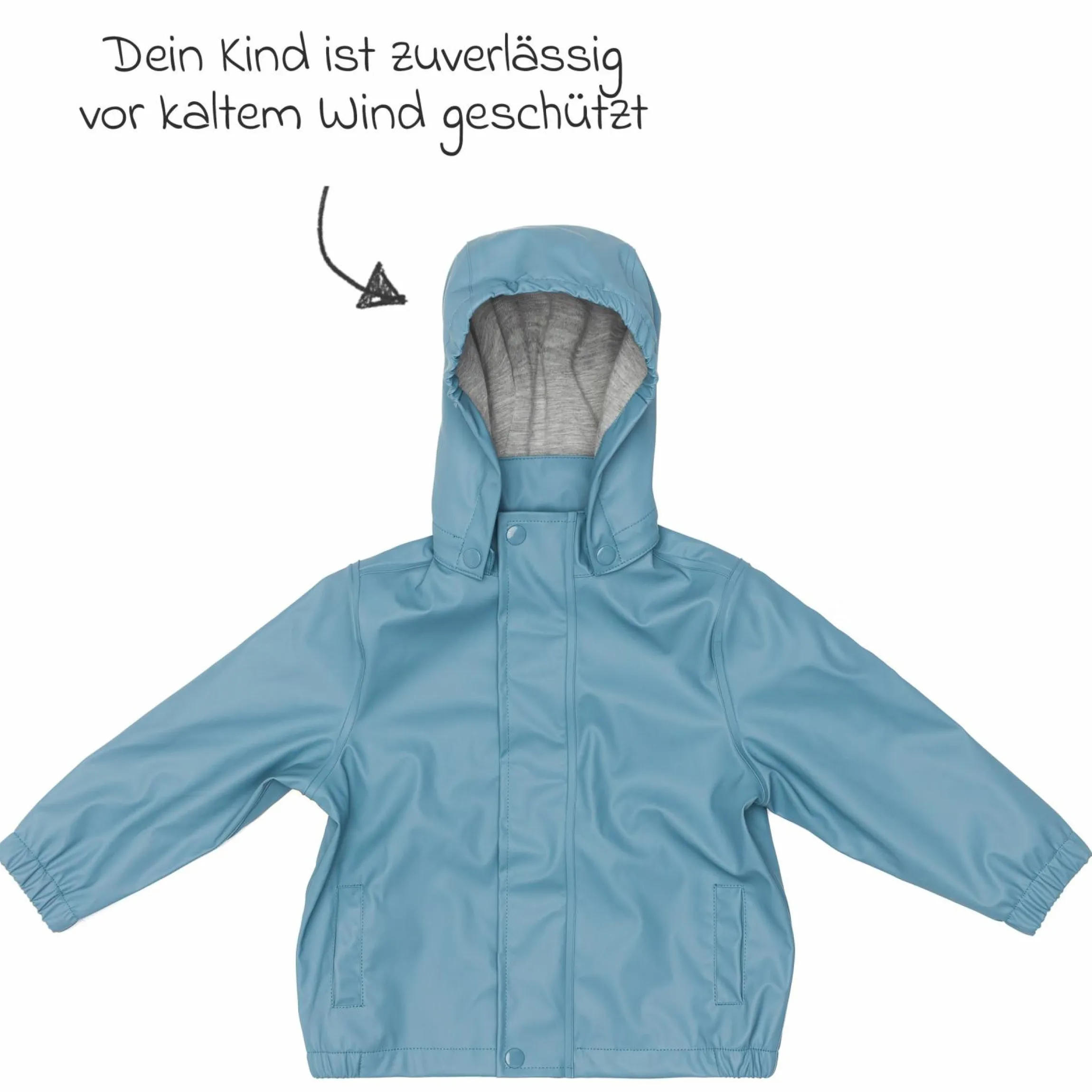 Regenjacke windicht, wasserabweisend, atmungsaktiv mit Kapuze und versiegelten Nähten - Blau - Gr. 98/104