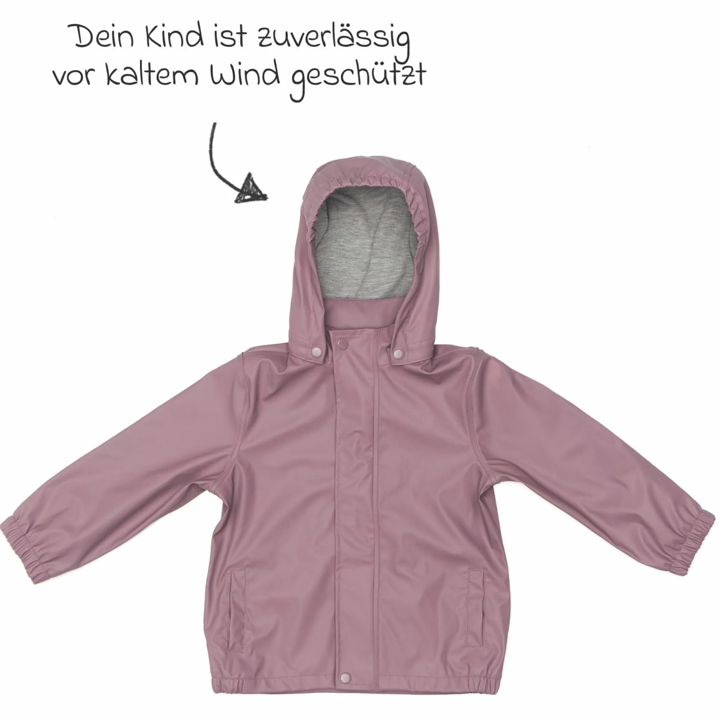 Regenjacke windicht, wasserabweisend, atmungsaktiv mit Kapuze und versiegelten Nähten - Rose - Gr. 98/104