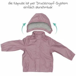 Regenjacke windicht, wasserabweisend, atmungsaktiv mit Kapuze und versiegelten Nähten - Rose - Gr. 98/104