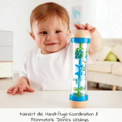 Regenmacher-Rassel / Sensorisches Holzspielzeug - Blau