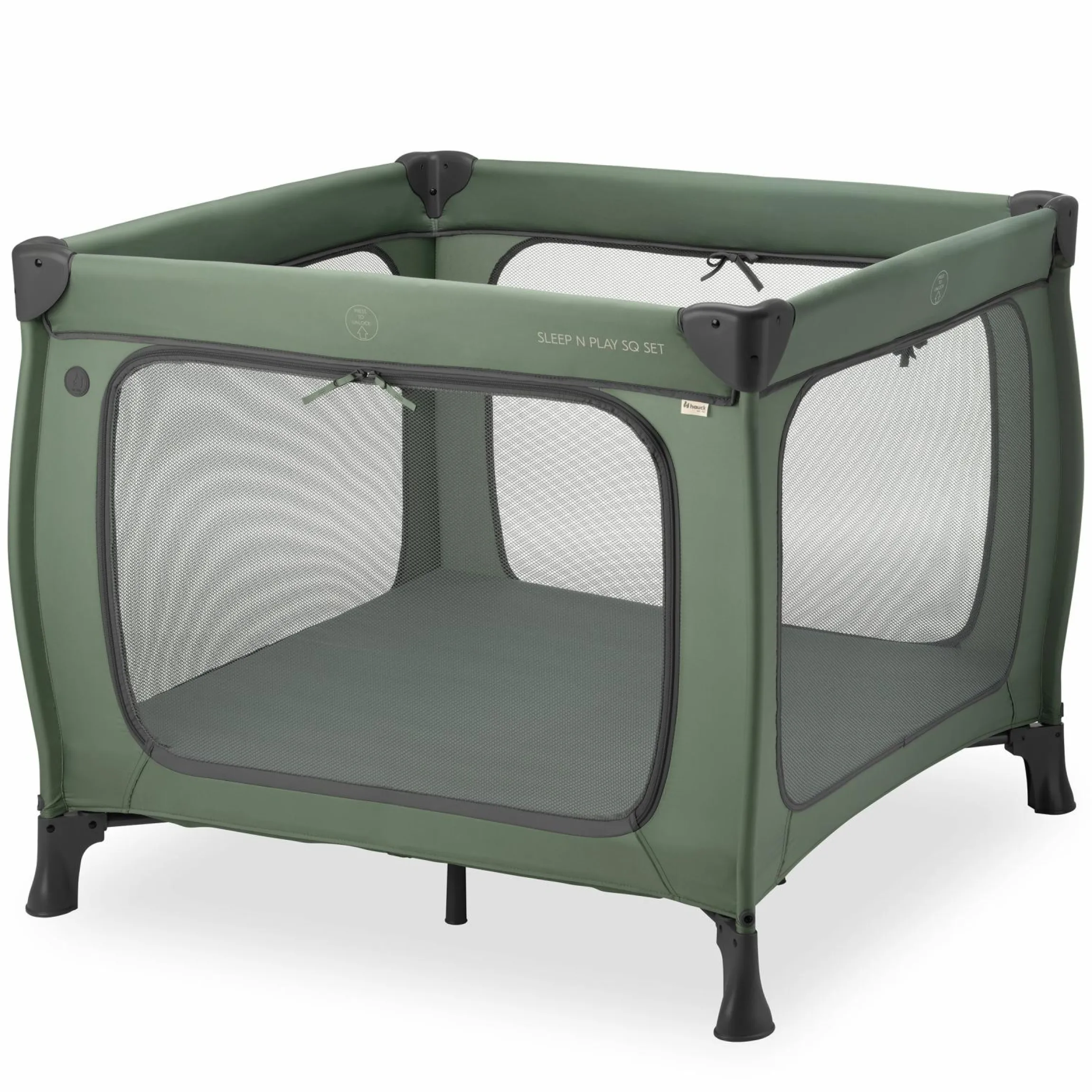 Reisebett & Laufgitter Sleep N Play SQ Set (mit Komfort-Matratze & seitlichem Einstieg) - Dark Green