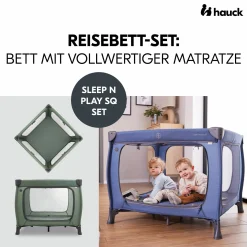 Reisebett & Laufgitter Sleep N Play SQ Set (mit Komfort-Matratze & seitlichem Einstieg) - Dark Green