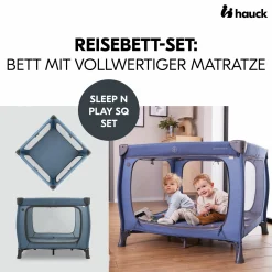 Reisebett & Laufgitter Sleep N Play SQ Set (mit Komfort-Matratze & seitlichem Einstieg) - Dark Blue