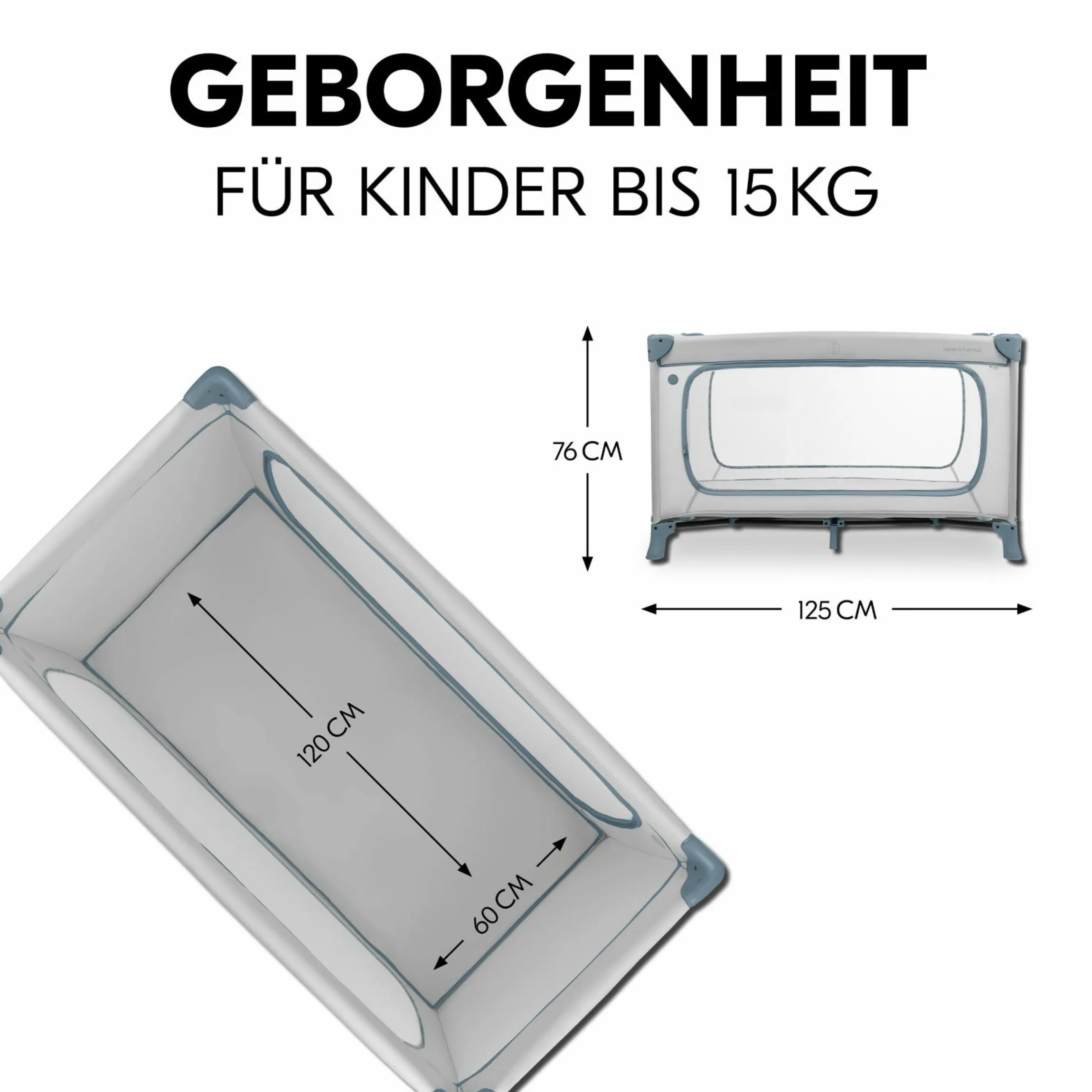 Reisebett Dream N Play Plus (mit seitlichem Einstieg) - Dusty Blue