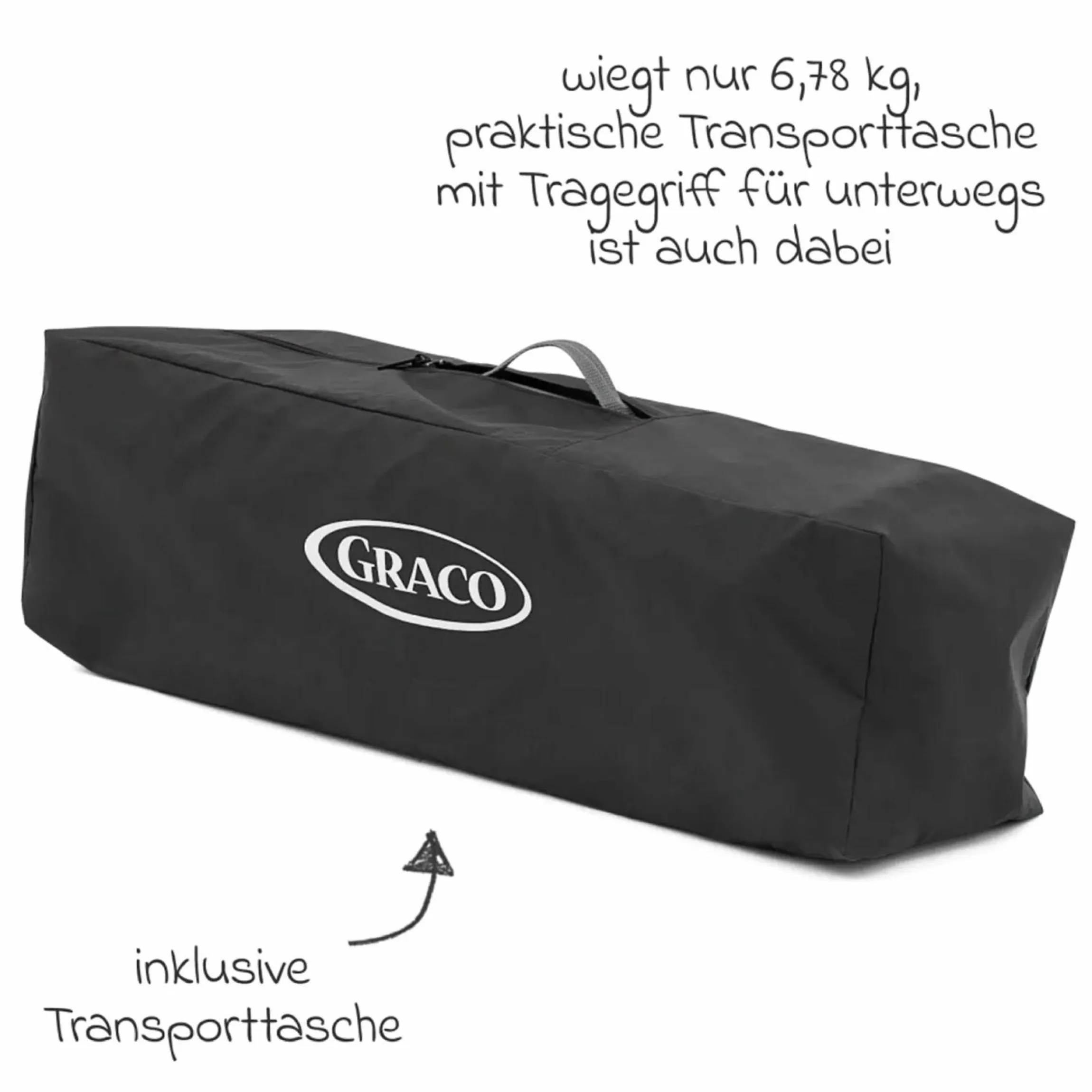 Reisebett FoldLite ab Geburt - 3 Jahre nur 6,78 kg leicht inkl. Transporttasche & Insektenschutz - Shadow - Kollektion 2025