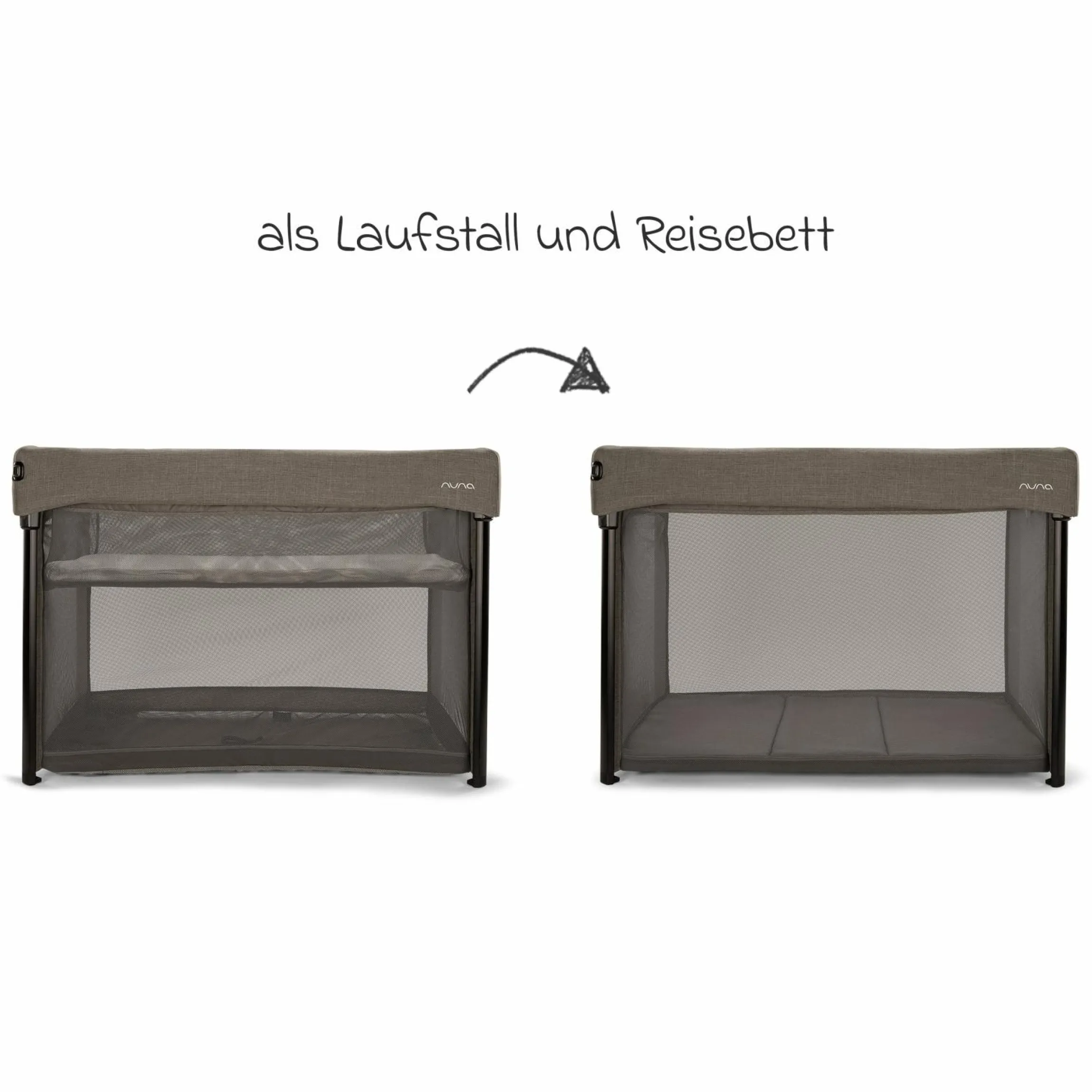 Reisebett PAAL ab Geburt - 15 kg klappbar inkl. Matratze, Tragetasche & Insektenschutz - Granite - Kollektion 2025