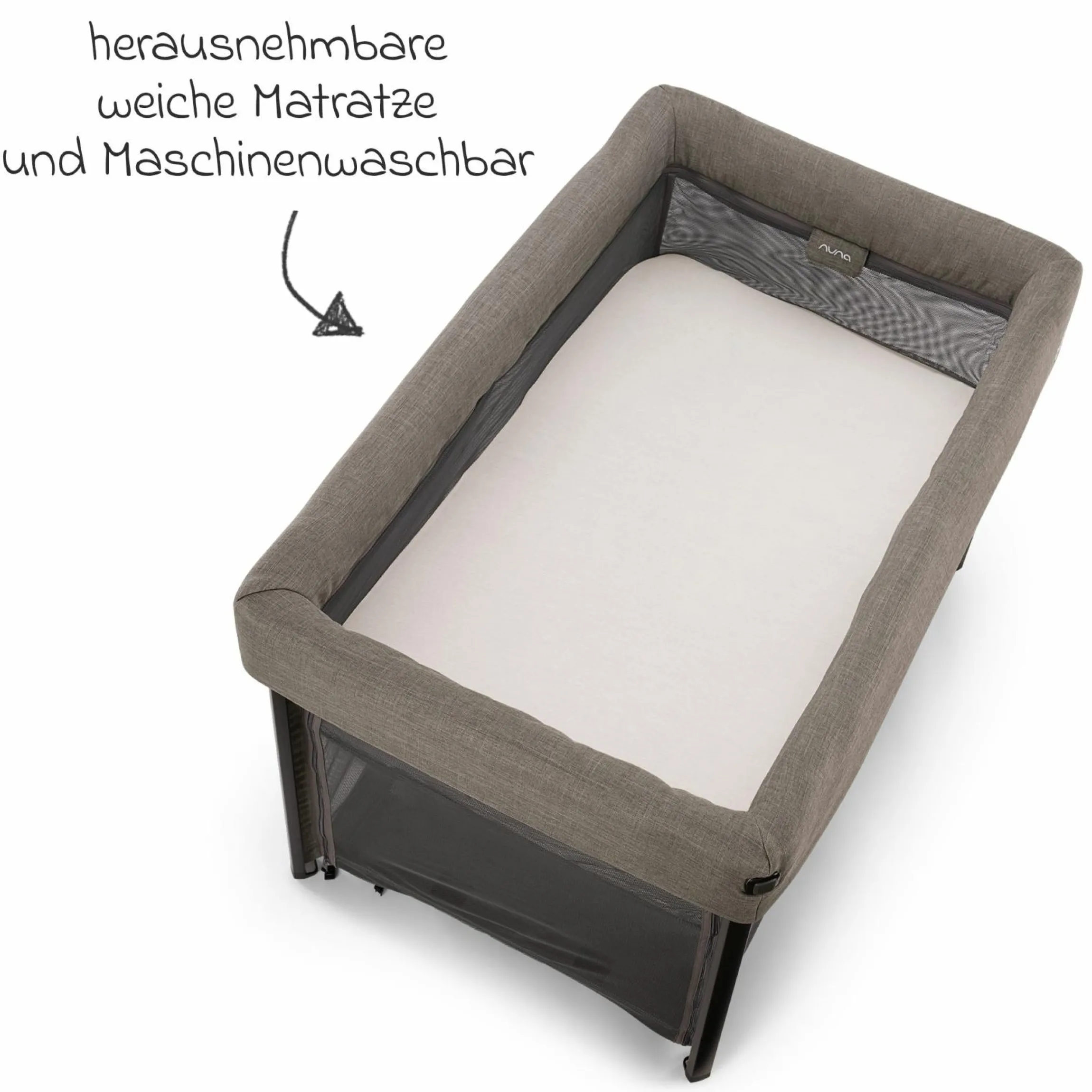 Reisebett PAAL ab Geburt - 15 kg klappbar inkl. Matratze, Tragetasche & Insektenschutz - Granite - Kollektion 2025