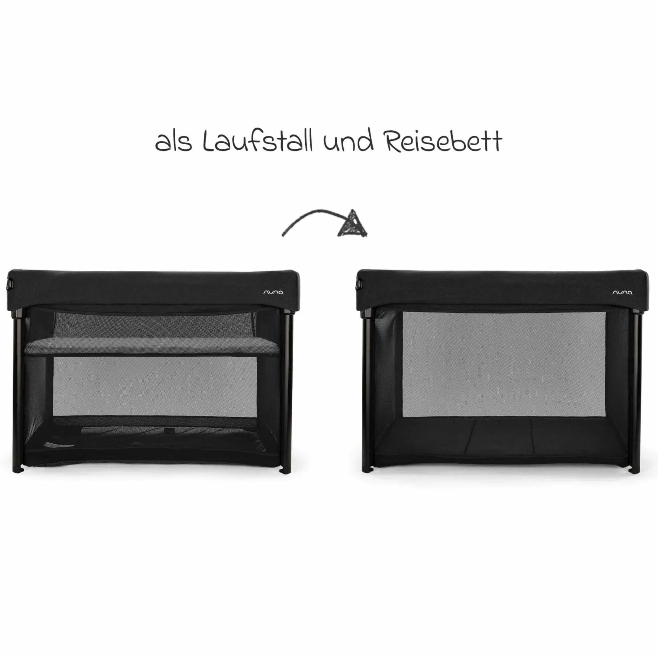 Reisebett PAAL ab Geburt - 15 kg klappbar inkl. Matratze, Tragetasche & Insektenschutz - Caviar - Kollektion 2025