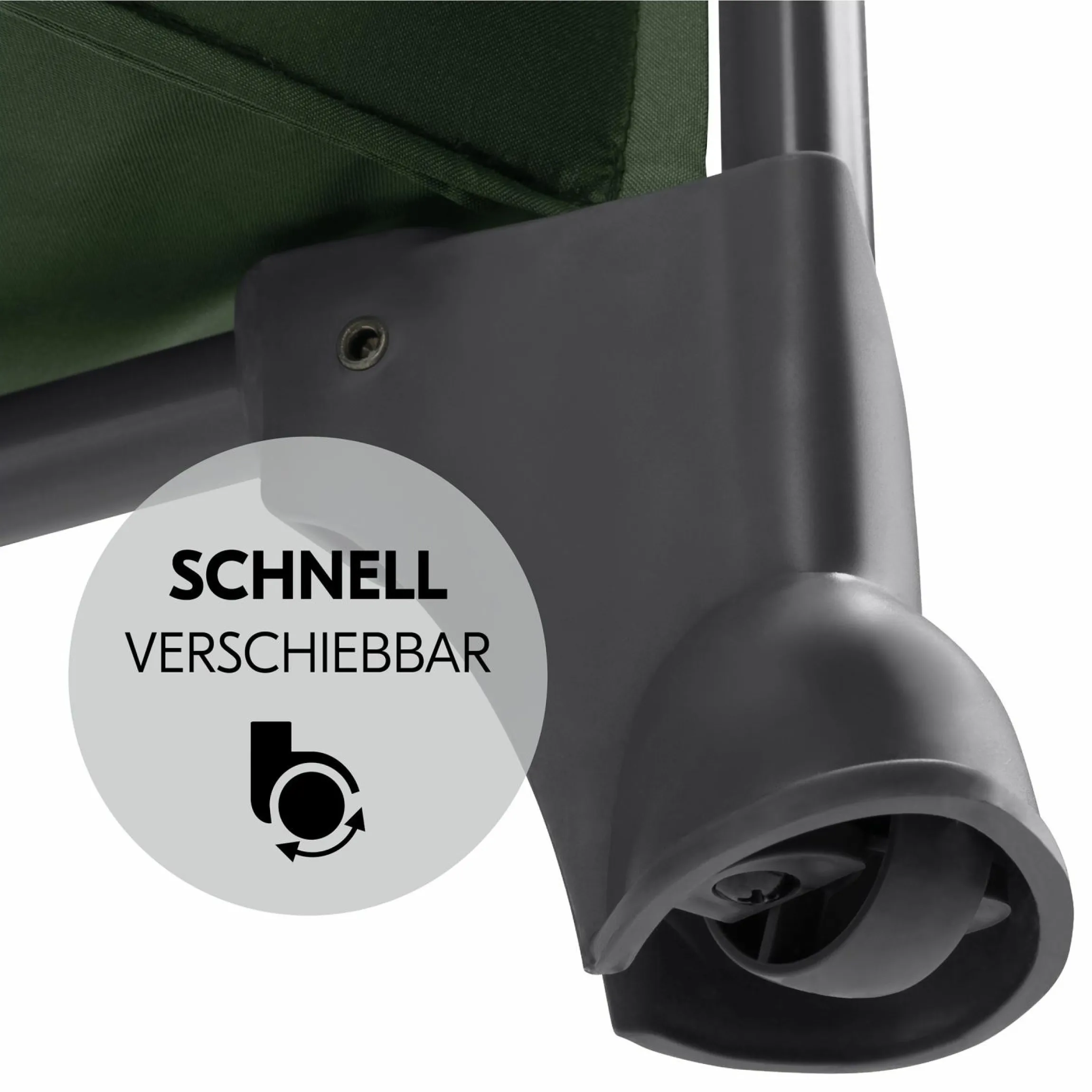 Reisebett Play N Relax Center mit Wickelauflage, höhenverstellbar und seitlichem Einstieg - Dark Green