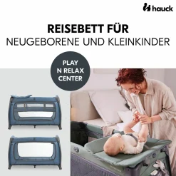 Reisebett Play N Relax Center mit Wickelauflage, höhenverstellbar und seitlichem Einstieg - Dark Blue