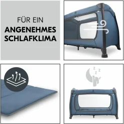 Reisebett Play N Relax Center mit Wickelauflage, höhenverstellbar und seitlichem Einstieg - Dark Blue
