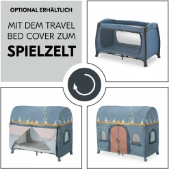 Reisebett Play N Relax Center mit Wickelauflage, höhenverstellbar und seitlichem Einstieg - Dark Blue