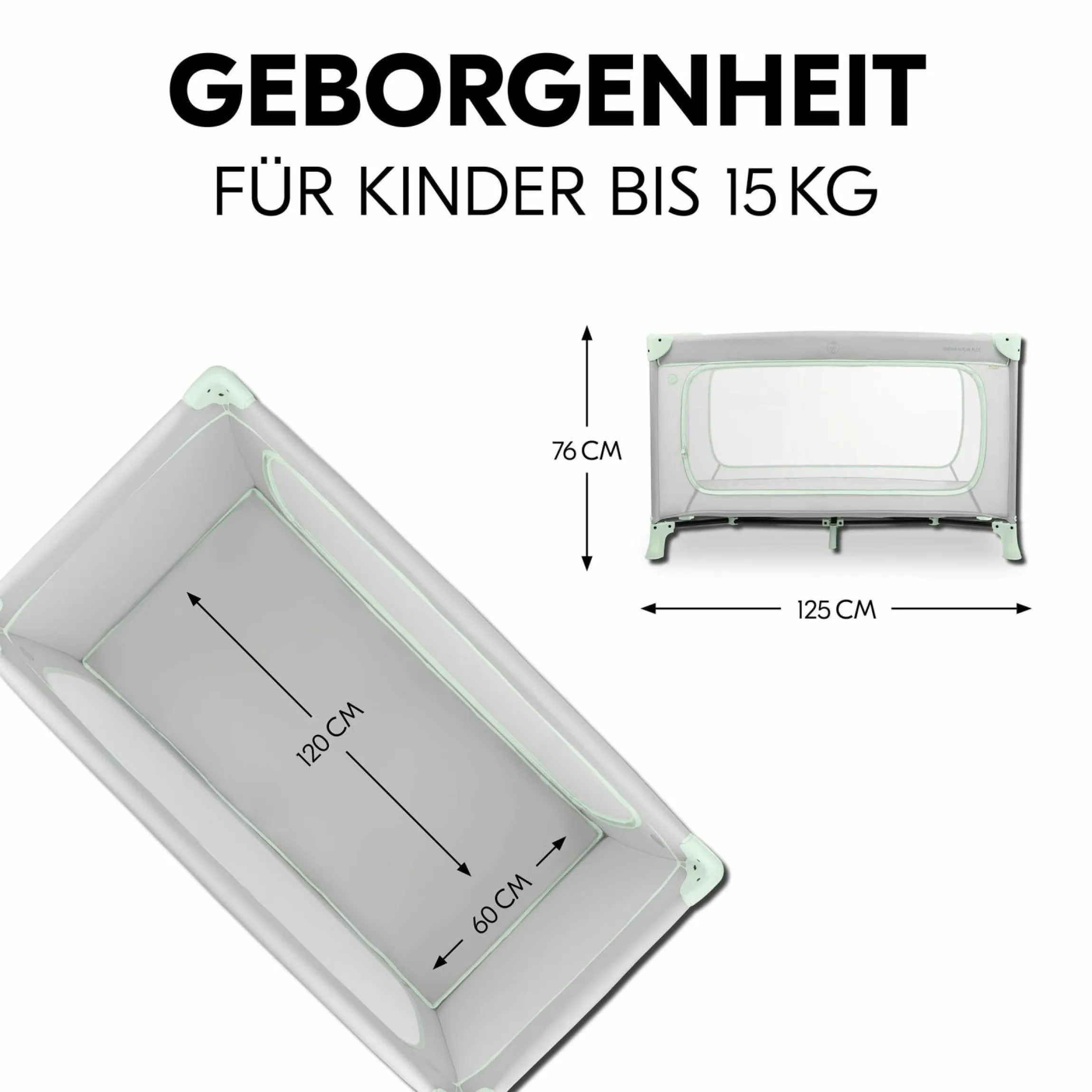Reisebett Set Dream N Play Plus inkl. Alvi Reisebett-Matratze & Insektenschutz - Dusty Mint