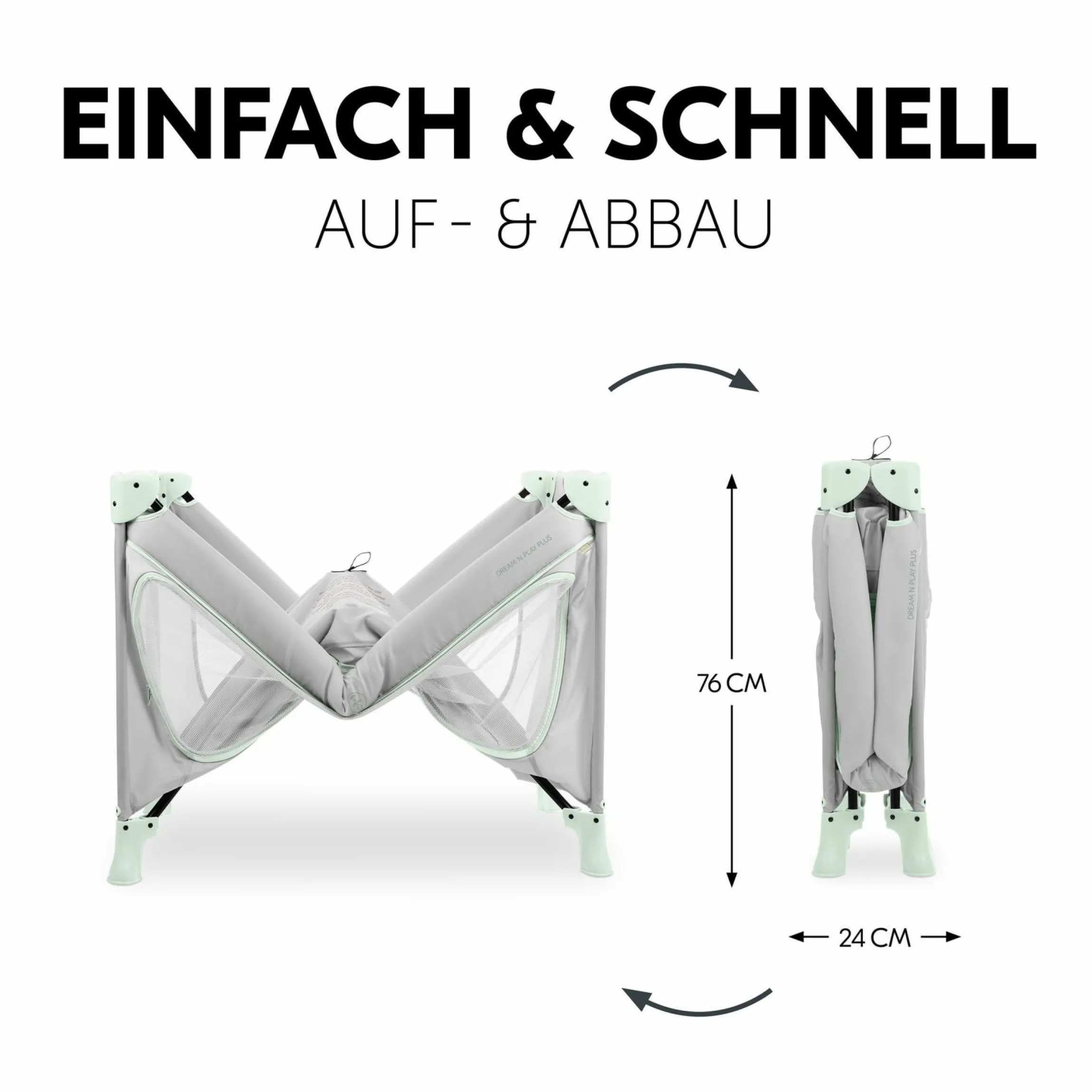 Reisebett Set Dream N Play Plus inkl. Alvi Reisebett-Matratze & Insektenschutz - Dusty Mint