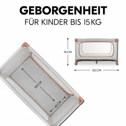 Reisebett Set Dream N Play Plus inkl. Alvi Reisebett-Matratze & Insektenschutz - Dusty Cork