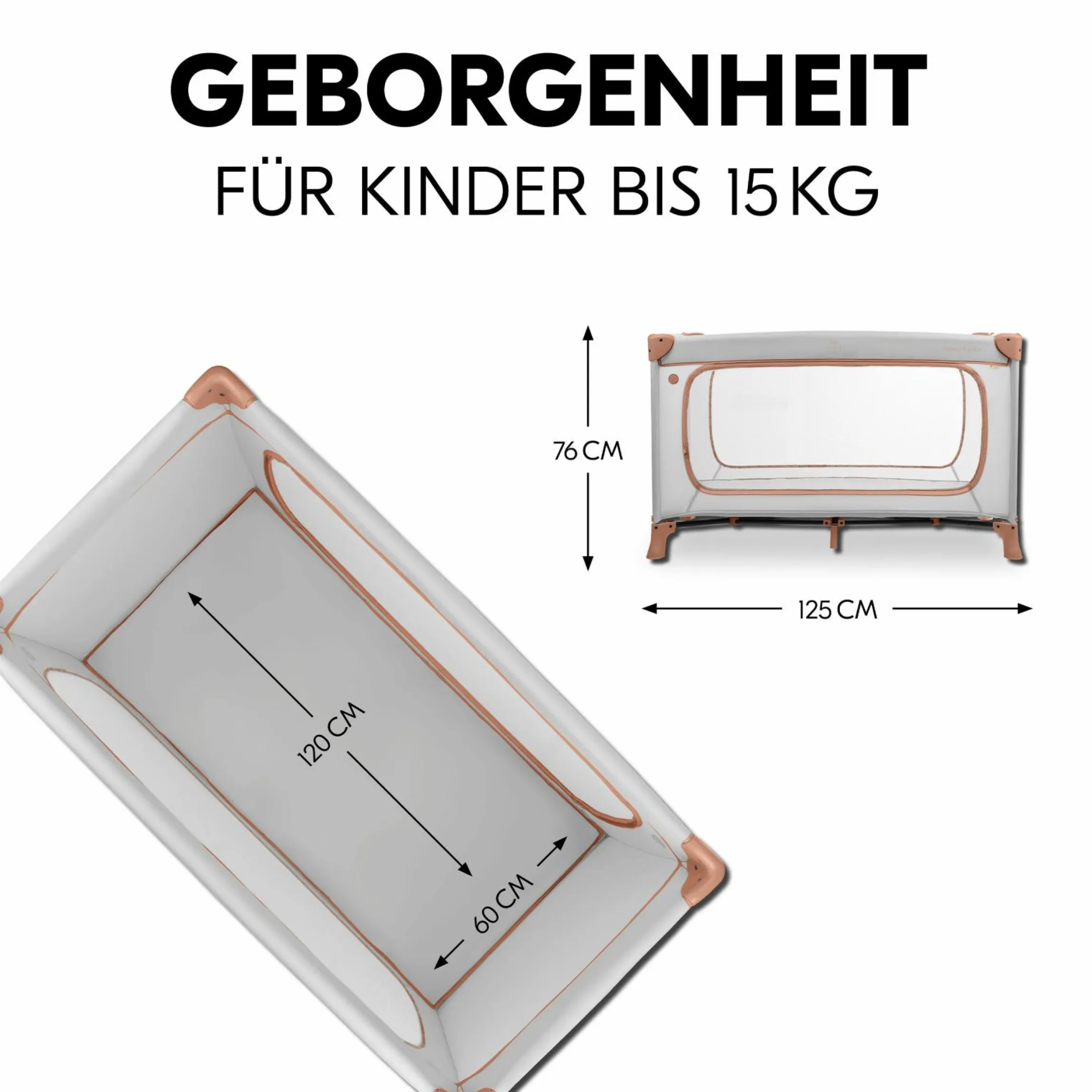 Reisebett Set Dream N Play Plus inkl. Alvi Reisebett-Matratze & Insektenschutz - Dusty Cork