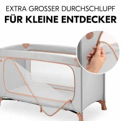 Reisebett Set Dream N Play Plus inkl. Spielzelt, Alvi Reisebett-Matratze & Insektenschutz - Dusty Cork / Plants