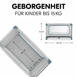 Reisebett Set Dream N Play Plus inkl. Spielzelt, Alvi Reisebett-Matratze & Insektenschutz - Dusty Blue / Palace