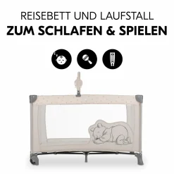 Reisebett Set Dream`n Play Go inkl. Alvi Reisebett-Matratze & Insektenschutz - Disney - Pooh Rainbow Beige