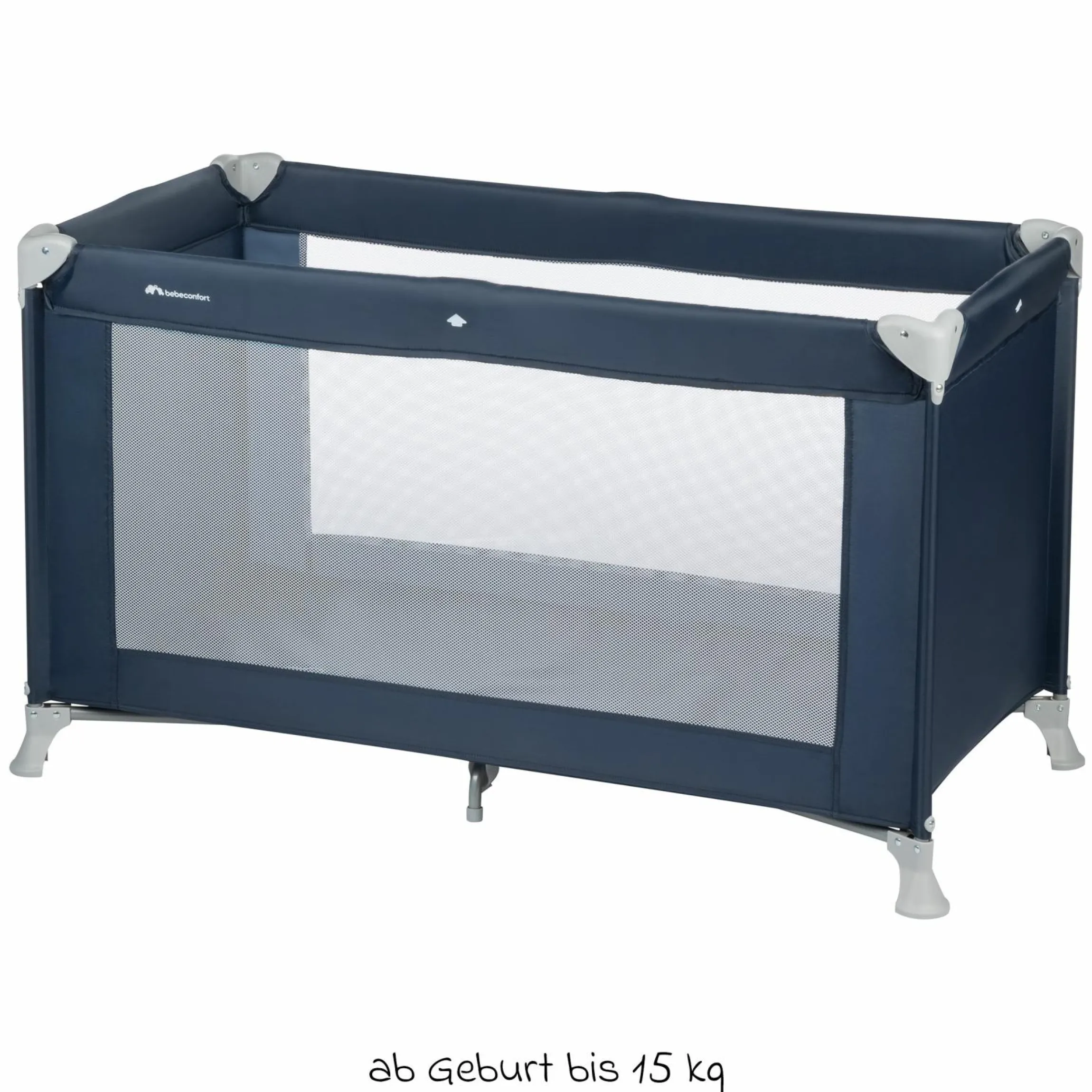 Reisebett Set Soft Dreams ab Geburt bis 15 kg mit Alvi Reisebett-Matratze, Insektenschutz & Transporttasche - Navy Blue
