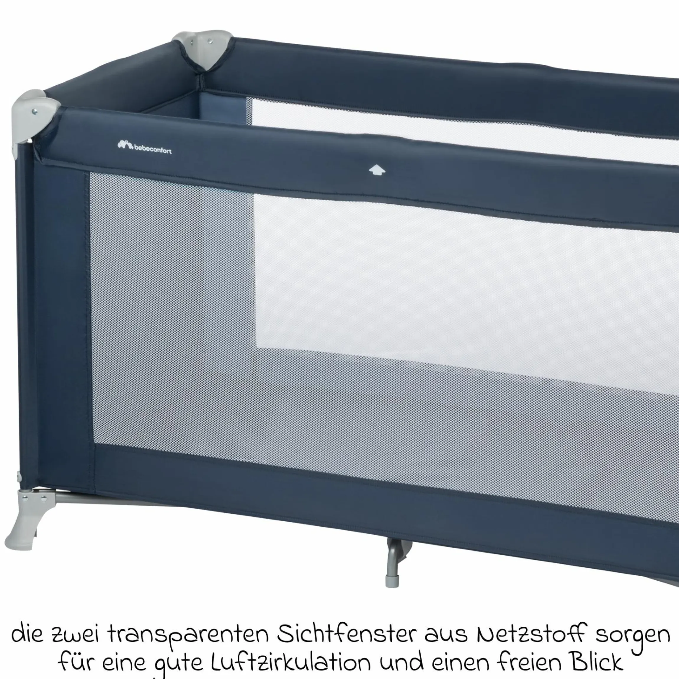 Reisebett Set Soft Dreams ab Geburt bis 15 kg mit Alvi Reisebett-Matratze, Insektenschutz & Transporttasche - Navy Blue