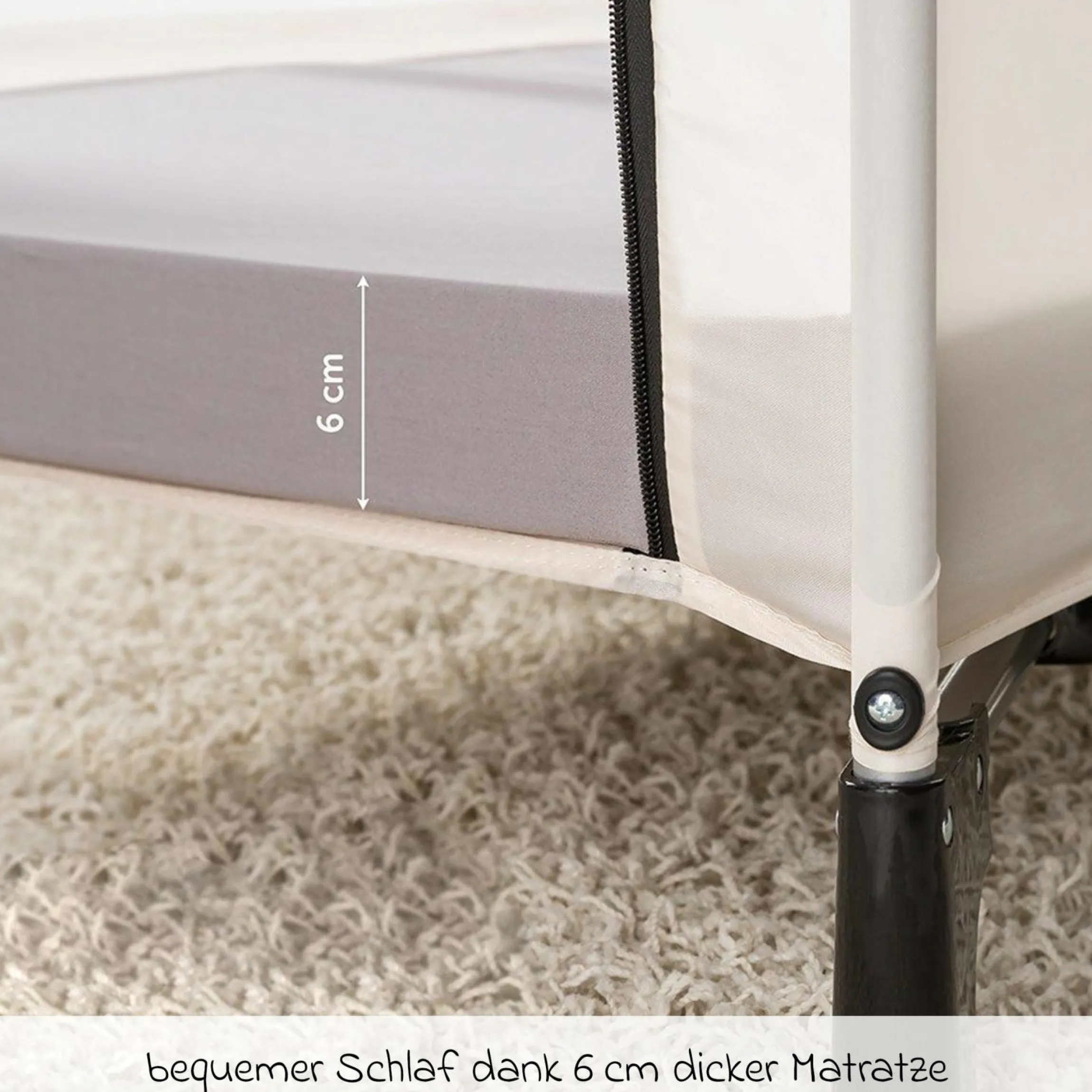 Reisebett Set Soft Dreams ab Geburt bis 15 kg mit Alvi Reisebett-Matratze, Insektenschutz & Transporttasche - Tinted Graphite
