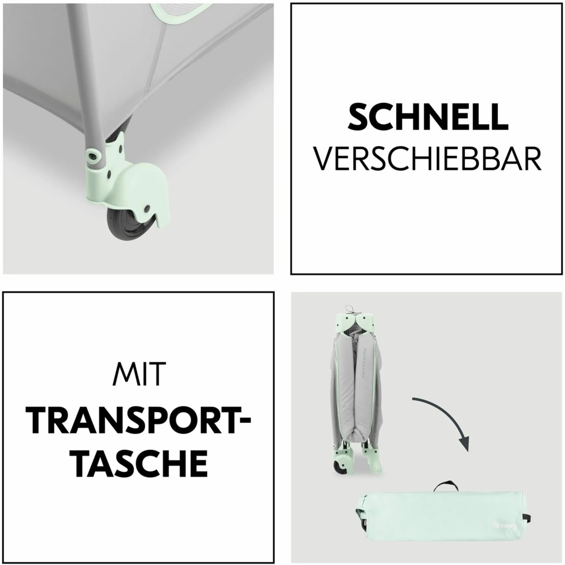 Reisebett Sleep N Play Go Plus (mit Rollen und seitlichem Einstieg) - Dusty Mint